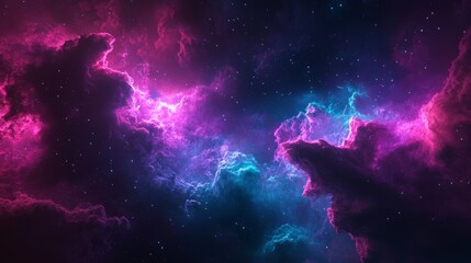 Colorful Nebula in Deep Space: Stunning Digital Art of Starry Night Sky and Cosmic Phenomena