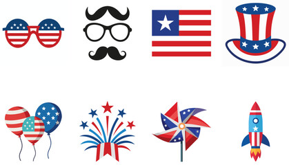 4th of July Icon Set &ndash; Patriotic USA Independence Day Illustrations
