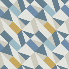 Modern Geometric Abstract Pattern – Seamless Vector Design with Cool Blues, Beige, and Mustard Accents – Ideal for Fabrics, Wallpapers, Digital Prints, and Creative Background Projects