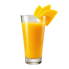 Mango Juice Glass with Slices, Transparent Background. Fresh, Healthy Drink.