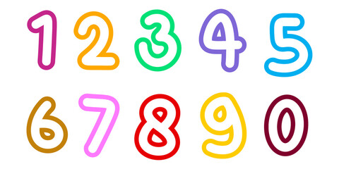Color number set with simple and modern design