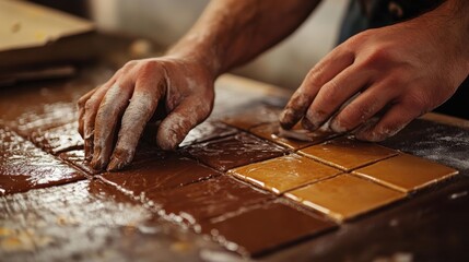 Tile installer carefully applying grout between tiles. Featuring precision and aesthetic appeal