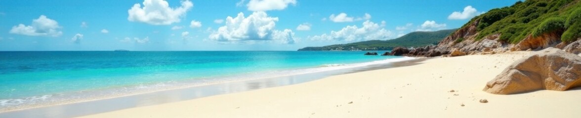 Obraz premium Sun-drenched Leinster Bay beach showcases pristine sand and clear water , coast, serene, scenery