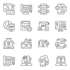 Set of Graphic Designing Line Icons

