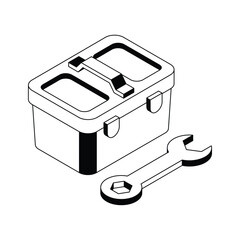 Grab this amazing isometric icon showing toolbox