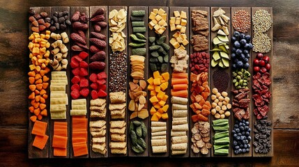 A Rich Tapestry of Gourmet Snacks: An Elegant and Diverse Culinary Arrangement. 