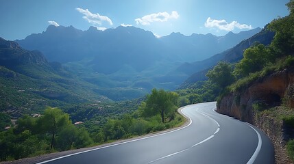 Naklejka premium Winding mountain road.