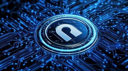 Cyber security unlock circuit board technology background
