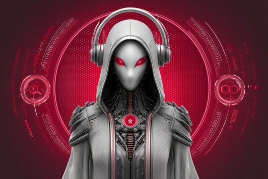 Shadowy AI overlord controlling a decayed digital empire