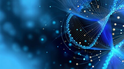 Abstracto, azul, tecnología, red, datos, futurista, brillante, esfera, conectividad, digital, ciencia, innovación.
