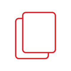 Add new tab, slide, or section line art vector icon. Red Dublicate, boxes mini line, icon. Red Copy icon vector isolated on white background. Red Copy vector. Red copy duplicate layer icon.
