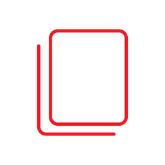 Add new tab, slide, or section line art vector icon. Red Dublicate, boxes mini line, icon. Red Copy icon vector isolated on white background. Red Copy vector. Red copy duplicate layer icon.