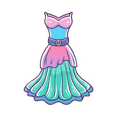 Obraz premium Beautiful Mermaid Style Gown Pastel Colors Fashion Illustration