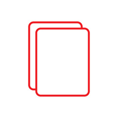 Add new tab, slide, or section line art vector icon. Red Dublicate, boxes mini line, icon. Red Copy icon vector isolated on white background. Red Copy vector. Red copy duplicate layer icon.