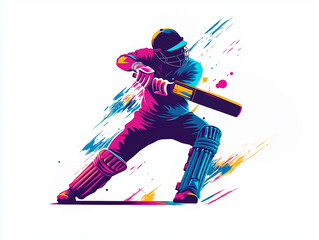 cricket batsman vector illustration