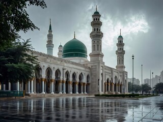 Naklejka premium Mosque Architecture in the Rain