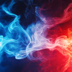Fototapeta premium Abstract Red Blue Smoke Swirls Vapor Steam Haze Background Texture