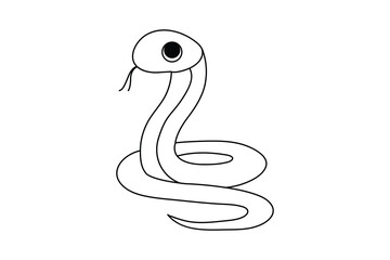 Continuous single line drawing of snake outline isolated vector art design