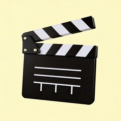 Classic Clapperboard: A Stylish 3D Render of Film Production