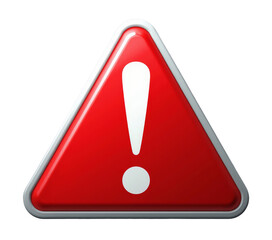 Red Triangle Exclamation Point Warning Sign - Transparent Background.
