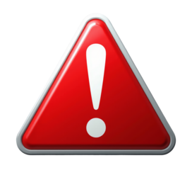 Red Triangle Exclamation Point Warning Sign - Transparent Background.