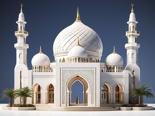 Fototapeta premium Architectural Wonder: White Mosque with Golden Accents