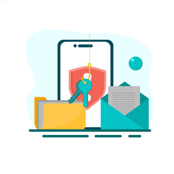 phone phishing concept with key and shield clip art preview