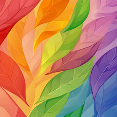 Fototapeta premium Vibrant Rainbow Leaves Nature Color Design Background