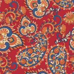 Seamless pattern traditional Asian paisley design. Vector pattern for textile design and fabrics, fashionable and delicate.
