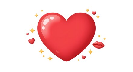 Bright red heart graphic with smaller hearts and sparkles set against a white background representing love and affection during Valentine's Day or celebrations of romance Generative AI