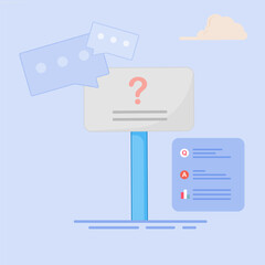  Instruction manual document concept. Question or answer document sheet FAQ and QA solution concept. Document form illustration with flat style.