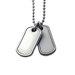 Shiny Silver Dog Tags with Chain - transparent background