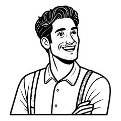 Smiling Young Man with Stylish Hair and Suspenders for Creative Projects and Artwork