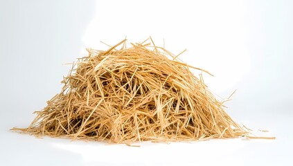 Hay pile, studio shot, white background, animal bedding