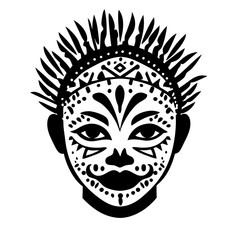 Obraz premium Intricate Tribal Mask Design with Decorative Patterns and Stylized Features for Art Projects