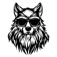 Obraz premium Cool Wolf with Sunglasses Bold Animal Illustration for Tattoo and Apparel Design