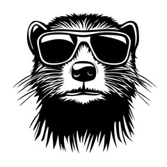 Obraz premium Cool Stylish Badger Cartoon Character Wearing Sunglasses Vector Art Illustration