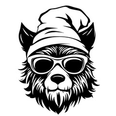 Obraz premium Cool Hipster Bear Head Illustration with Sunglasses and Beanie for Fun Graphic Design Projects