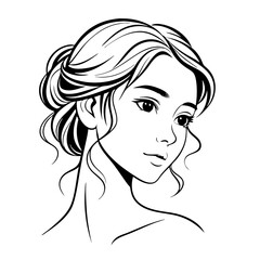 Fototapeta premium Graceful Portrait of a Young Woman with Elegant Hair and Expressive Eyes for Designs