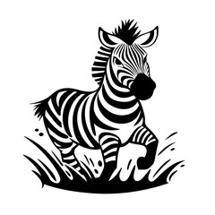 Obraz premium Dynamic Running Zebra Illustration Perfect for Tattoo Designs and Coloring Books