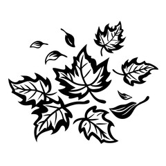Fototapeta premium Black Silhouette Leaf Design Perfect for Tattoo Art and Nature Inspired Crafts