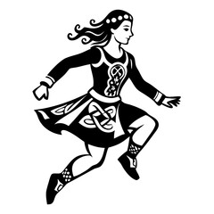 Fototapeta premium Dynamic Celtic Dancer Illustration for Tattoo Design and Coloring Book Projects