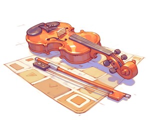 Violin on a Patterned Cloth