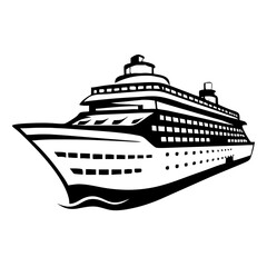 Obraz premium Stylish Cruise Ship Vector Design Perfect for Travel Themed Tattoo or Coloring Book Projects