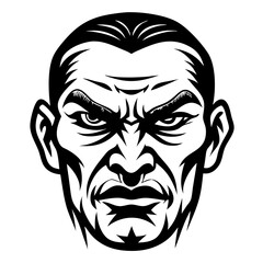 Detailed Vicious Male Face Illustration for Tattoo Design and Graphic Projects