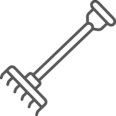 Rake thin line icon  farming and agriculture