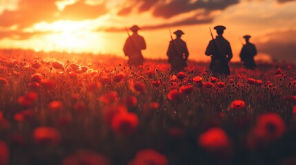Honoring ANZAC Soldiers in a Peaceful Field of Red Poppies
