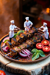 grilled meat and vegetables
