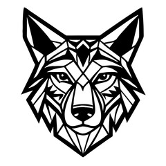 Obraz premium Geometric Wolf Head Illustration for Tattoo Design and Coloring Activities