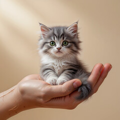 cat in hand